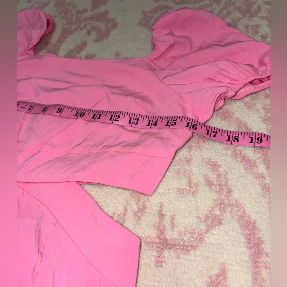Hazel & Olive Fitted Pink Mini Dress Side Cutout and Puff Sleeves Women’s S - Picture 4 of 10